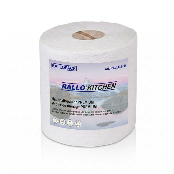 Haushaltspapier PLUS 2-lagig 500 Blatt - Profi-Küchenrolle RALLO 600 von Rallopack Haushaltspapier PLUS 2-lagig 500 Blatt - Profi-Küchenrolle RALLO 600 von Rallopack
