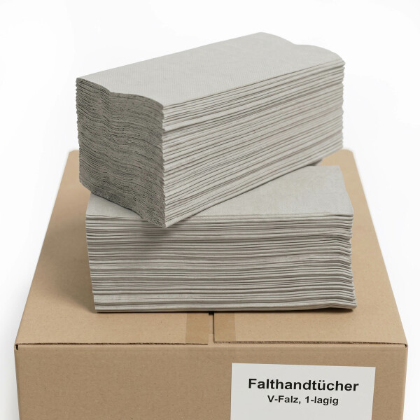 V-Falzung Papierhandtücher Karton Papierhandtücher V-Falzung 1-lagig grau im Karton