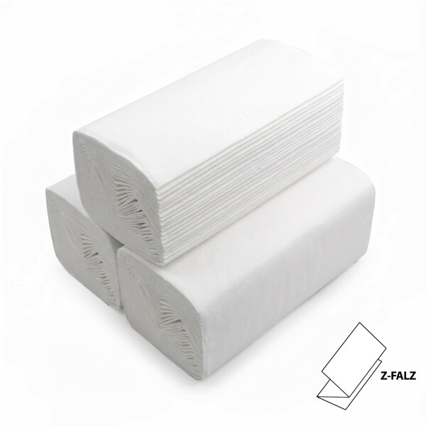 Papierhandtücher Z-Falzung 3-lagig 100 Prozent Zellstoff weiss Papierhandtücher Z-Falzung 3-lagig aus 100 Prozent Zellstoff für Spender in Gastronomie und Spitälern sowie Sanitärbereichen