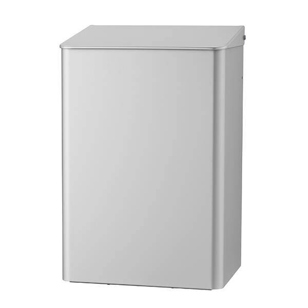rallopack wand abfallbehaelter 15l aluminium mattsilber eloxiert klappdeckel