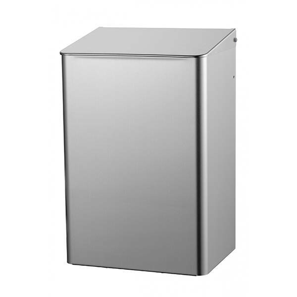 rallopack wand abfallbehaelter 15l edelstahl  klappdeckel