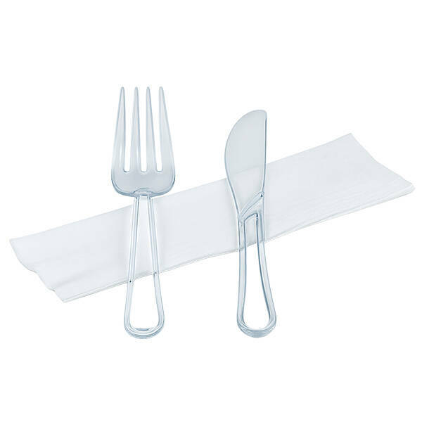 rallopack besteck set 3teilig ps glasklar messer gabel serviette